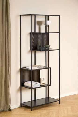 Regał metalowy Seaford II loftowy czarny na książki 77 cm Actona