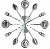 Nowoczesny zegar ścienny Cutlery Atmosphera srebrny 38 cm cichy do kuchni lub jadalni