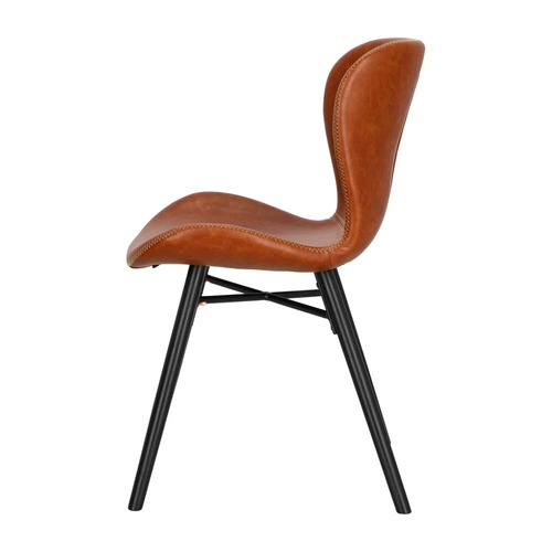 Krzesło tapicerowane Batilda ekoskóra brązowa na czarnych nogach do jadalni nowoczesne Actona