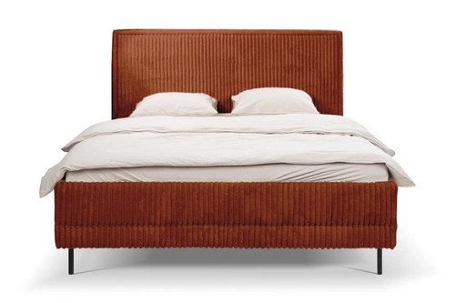 Łóżko tapicerowane Foggy 160x200 z pojemnikiem terakota nowoczesne do sypialni