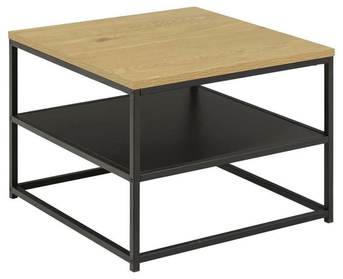 Stolik kawowy Gila kwadratowy 55x55 cm loftowy drewniany z półką do salonu Actona