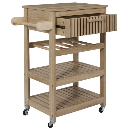 Intesi Klaus drewniany wózek kuchenny na kółkach pojemny skandynawski do kuchni i jadalni