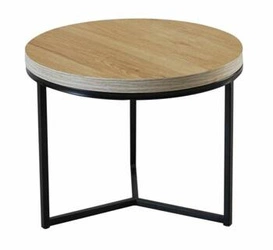 Stolik kawowy okrągły Ahri 50 cm loftowy drewniany do salonu nowoczesny pomocniczy Intesi