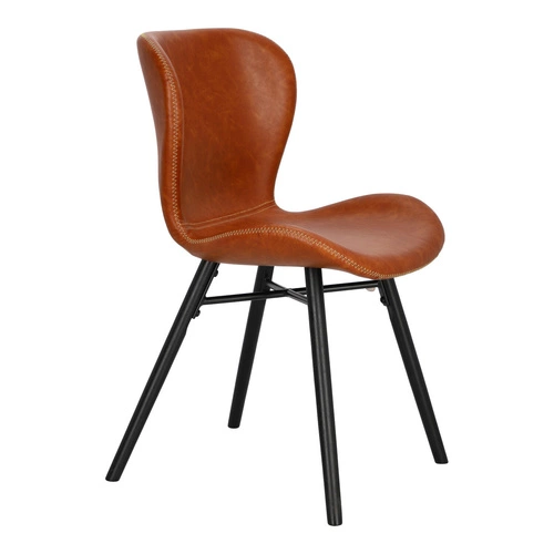 Krzesło tapicerowane Batilda ekoskóra brązowa na czarnych nogach do jadalni nowoczesne Actona