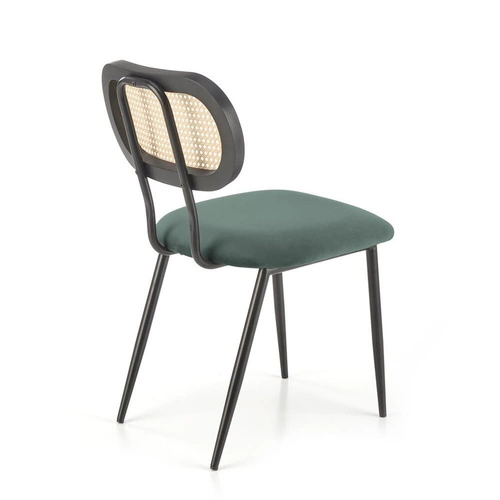 Krzesło tapicerowane welur Sophie zielone do jadalni i salonu nowoczesne na czarnych nogach