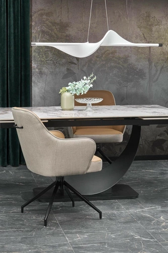 Krzesło obrotowe Connery Intesi tapicerowane do jadalni i salonu skandynawskie z podłokietnikami