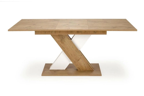 Stół rozkładany do jadalni Terol nowoczesny dąb lancelot biały blat 130–175x85 cm Intesi