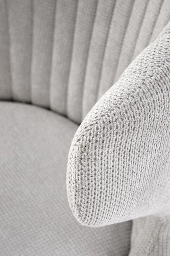 Krzesło tapicerowane Odile szare do jadalni i salonu nowoczesne z czarnymi nogami Intesi