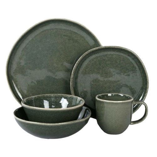 Talerz głęboki Black Forest 19cm ceramiczny szaro-zielony do zupy do jadalni Intesi