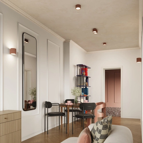 Plafon sufitowy AURA 2 nowoczesny kawowy okrągły do salonu i kuchni aluminium