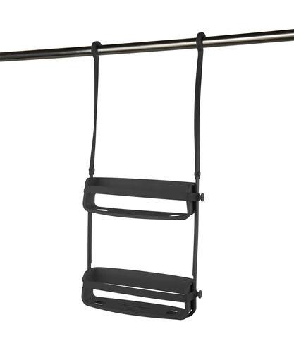 Umbra FLEX nowoczesna czarna półka łazienkowa pod prysznic wisząca z haczykami 65 cm