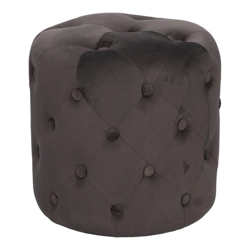 Pufa Adriana welurowa okrągła pikowana szara do salonu glamour 38 cm Atmosphera