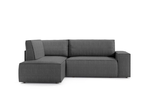 Narożnik z funkcją spania Molde L lewy sztruksowy szary ciemny do salonu z pojemnikiem