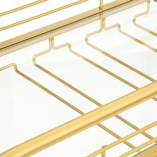 Antonella metalowy wózek barowy na kółkach glamour ze szkłem hartowanym do salonu Atmosphera