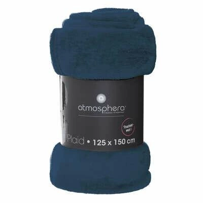 Koc flanelowy Atmosphera granatowy ciepły i miękki na kanapę do salonu 125x150 cm