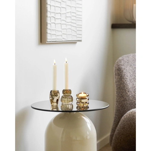 Ravello stolik kawowy okrągły szklany beżowy nowoczesny 40 cm