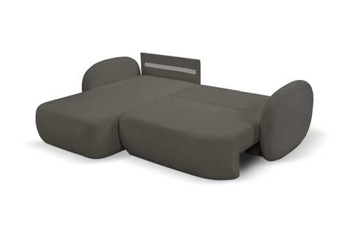 Narożnik z funkcją spania lewy nowoczesny do salonu Salby antracytowy z pojemnikiem