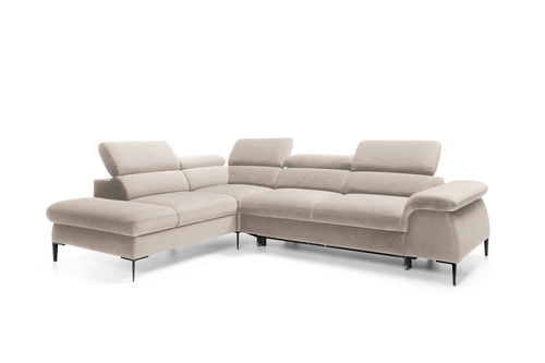 Narożnik z funkcją spania Silvo L lewy beżowy skandynawski do salonu z pojemnikiem