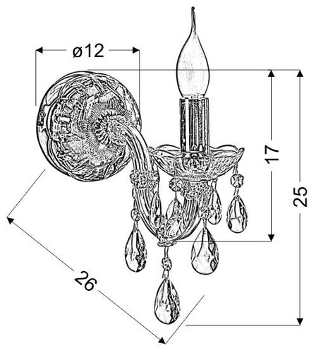 Kinkiet ścienny glamour Maria Teresa złoty do salonu i sypialni dekoracyjny CANDELLUX