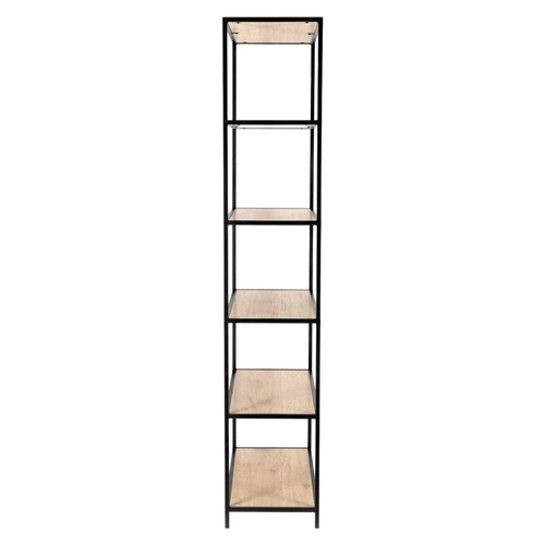 Regał na książki Oxford IV nowoczesny loftowy do salonu 77 cm dąb i czarny metal Intesi