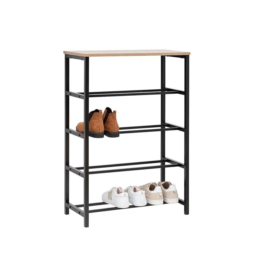 Konsola na buty Aliaj 5five simply smart loftowa z 4 półkami naturalna i czarna do przedpokoju