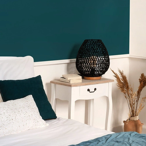 Lampka nocna Etel czarna Atmosphera skandynawska z papierowym kloszem do sypialni lub salonu