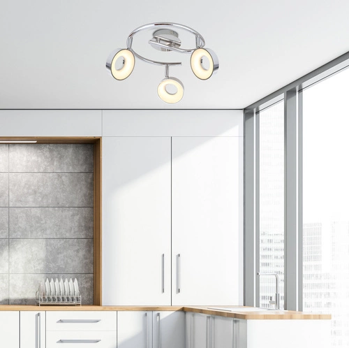 Nowoczesna lampa sufitowa LED Isla spirala chrom regulowana do salonu i sypialni