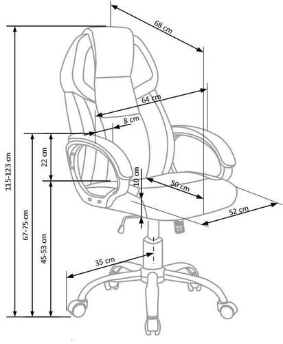 Fotel biurowy ergonomiczny Tobart czarny biały obrotowy skórzany z regulacją wysokości do biura