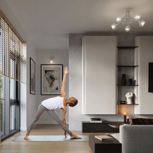 Plafon sufitowy BELUCI 2 biały nowoczesny metalowy z ruchomym kloszem do salonu SOLLUX