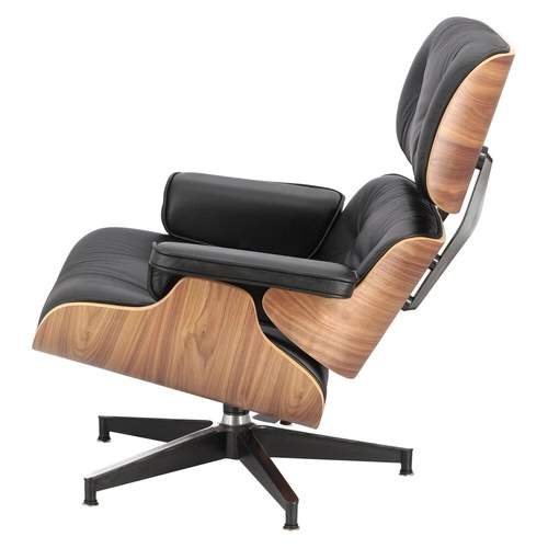 Fotel Vip Lounge Chair skórzany czarny obrotowy do salonu nowoczesny z podłokietnikami