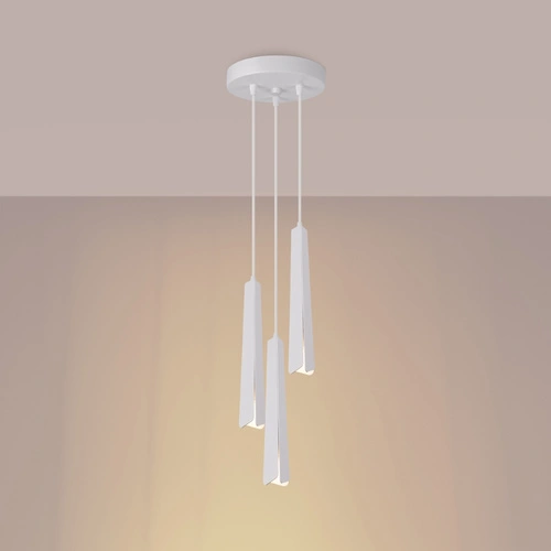 Lampa wisząca PRYSM 3P biała skandynawska 3-punktowa do salonu i nad wyspę