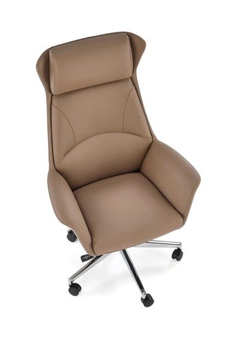 Fotel biurowy ergonomiczny obrotowy Sidoni cappuccino skóra ekologiczna do biura i gabinetu