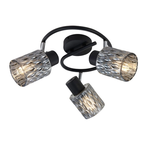 Lampa sufitowa Bill spirala czarny 3x40W  E27 klosz dymiony