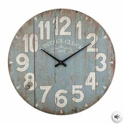 Zegar ścienny retro Alex 38 cm niebieski cichy do salonu i sypialni Atmosphera