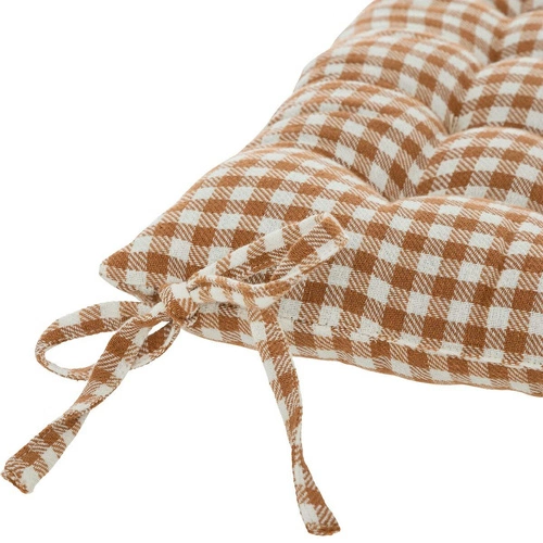 Poduszka na krzesło do jadalni Atmosphera Vichy w kratę brązowa bawełniana 38x38