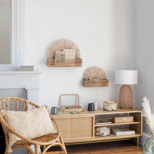 Zestaw 2 półek ściennych Wonder Atmosphera rattanowe boho do kuchni i pokoju wiszące