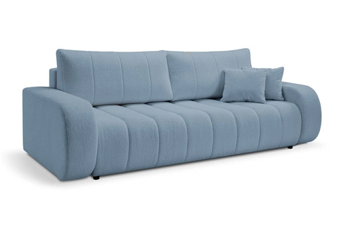 Sofa rozkładana 3 osobowa Hobro z funkcją spania do salonu błękitna skandynawska