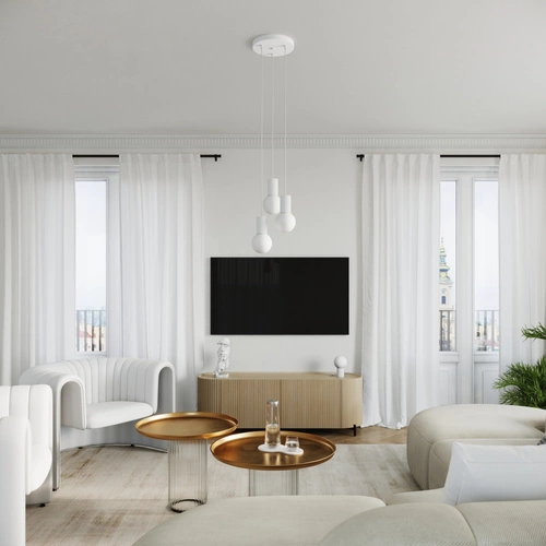 Lampa wisząca HALO 3P biała nowoczesna szklana do salonu i kuchni 3-punktowa