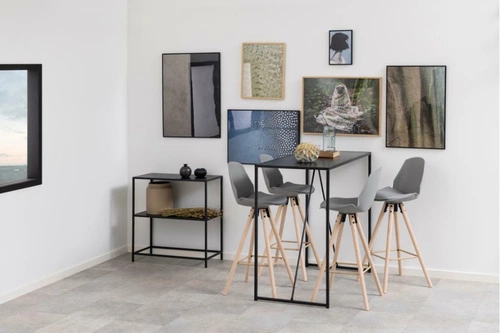 Hoker Oslo szary z oparciem skandynawski drewniany do kuchni i wyspy 77 cm Actona