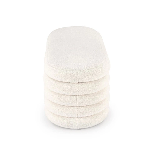 Ławka ze schowkiem Lessi kremowa bouclé do przedpokoju i sypialni w stylu boho