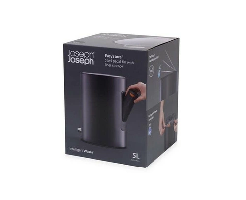 Joseph Joseph EasyStore kosz na śmieci do łazienki 5l czarny matowy z pedałem owalny