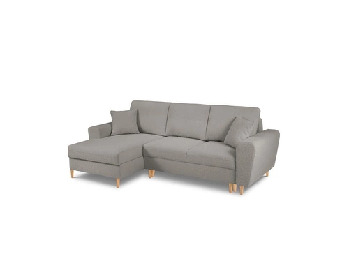 Narożnik z funkcją spania Moghan Grey Boucle Lewostronna kolor nóg naturalny