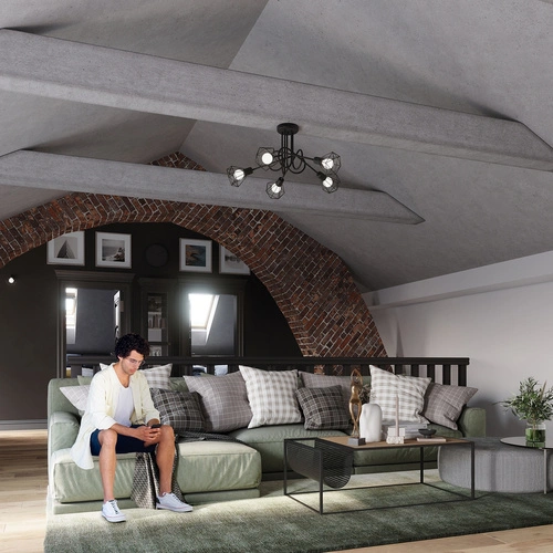 Nowoczesny żyrandol ARTEMIS 5S czarny metalowy do salonu i jadalni SOLLUX LIGHTING