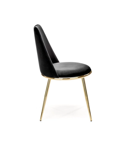 Krzesło welurowe Irene czarne ze złotymi nogami do jadalni i salonu nowoczesne glamour