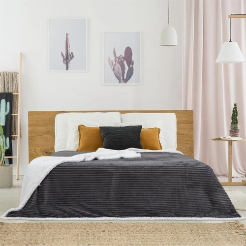 Koc Sherpa Intesi ciepły i miękki szary 180x220 na łóżko i kanapę do salonu