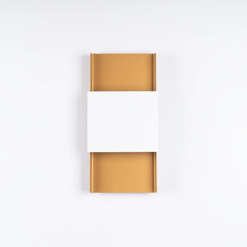 Nowoczesny kinkiet ścienny DURLIN złoty i biały SOLLUX LIGHTING do salonu i sypialni 40 cm