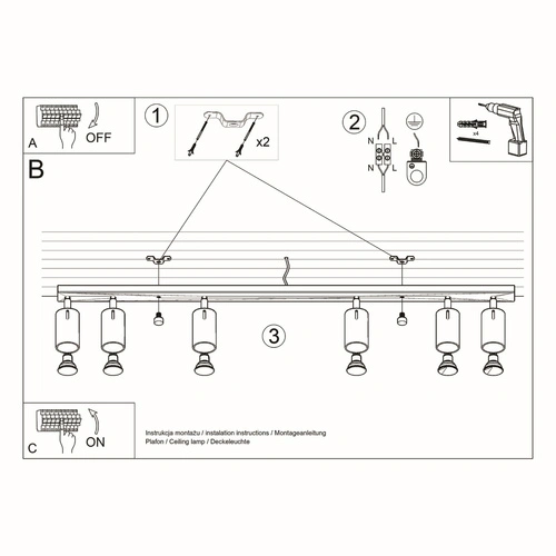 Plafon sufitowy RING 6L biały nowoczesny metalowy do salonu kuchni lub sypialni Sollux