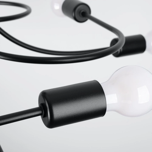 Żyrandol loftowy LEVAR 8 czarny do salonu i jadalni metalowy 58 cm sufitowy