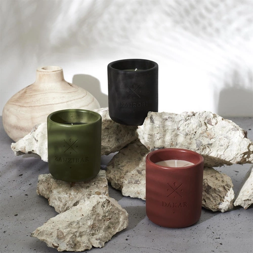 Świeca zapachowa Earth Nairobi szara cementowa nowoczesna dekoracyjna Intesi 10 cm