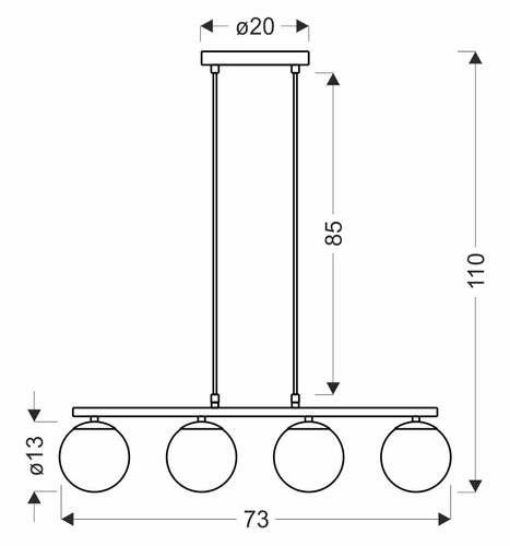 Lampa wisząca Carrine skandynawska szklana 4-punktowa do salonu i jadalni